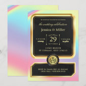 Elegant Black & Gold Ticket Wedding Invitation (Devant / Derrière)