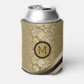 Elegant Black & Gold Tones Floral Dammaskers Blikjeskoeler (Blikje Achterkant)