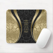 Elegant Black & Gold Tones Floral Dammaskers Muismat (Met muis)