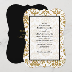 Elégant Black Gold Vintage Wedding Invitations