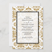 Elégant Black Gold Vintage Wedding Invitations (Devant)