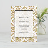 Elégant Black Gold Vintage Wedding Invitations (Debout devant)