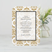 Elégant Black Gold Vintage Wedding Invitations (Debout devant)