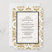 Elégant Black Gold Vintage Wedding Invitations (Devant)