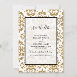 Elegant Black Gold Vintage Wedding Save the Date
