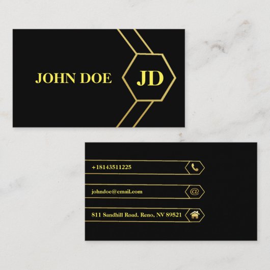 Elegant Black Gold Visitekaartje (Voorkant / Achterkant)