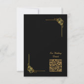 Elegant Black Gold Wedding Event QR Code RSVP Kaartje (Voorkant)