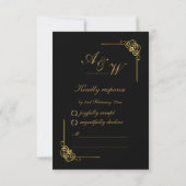 Elegant Black Gold Wedding Event QR Code RSVP Kaartje (Achterkant)