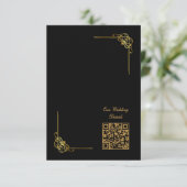 Elegant Black Gold Wedding Event QR Code RSVP Kaartje (Staand voorkant)