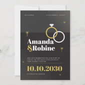 Elegant Black & Gold Wedding Invitation Kaart (Voorkant)