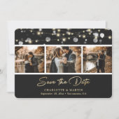 Elegant Black Gold Wedding Photo Save the Date (Voorkant)