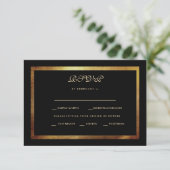Elegant Black & Gold Wedding RSVP (Staand voorkant)
