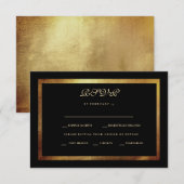 Elegant Black & Gold Wedding RSVP Kaartje (Voorkant / Achterkant)