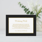 Elegant Black Gold Wedding Wishing Well Poem Informatiekaartje (Staand voorkant)