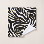 Elégant Black Gold Zebra Poster de animal blanc (Gant de toilette)