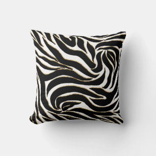 Elegant Black Gold Zebra White Animal Print Kussen