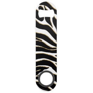Elegant Black Gold Zebra White Animal Print Speed Flessenopener