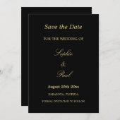 Elegant Black Golden beige Wedding Save the Date (Voorkant / Achterkant)