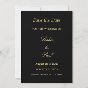 Elegant Black Golden beige Wedding Save the Date