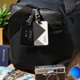 Elegant Black & Golden Border geometric Background Bagagelabel