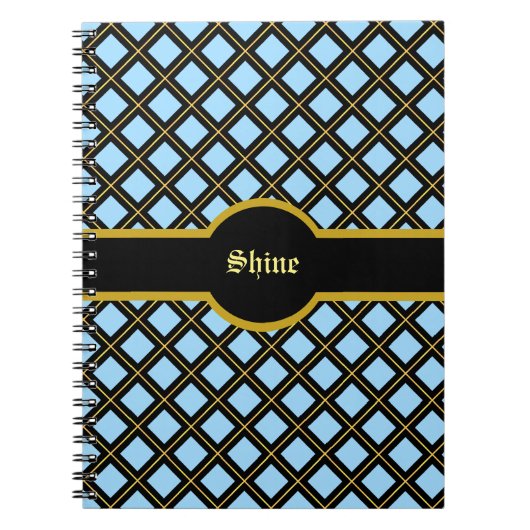 Elegant Black & Golden Diamond Pattern Notitieboek (Voorkant)