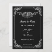 Elegant black Gothic wedding save the date Aankondiging (Voorkant)