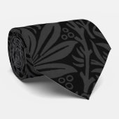 Elegant Black Gray Floral Pattern Stropdas (Opgerold)