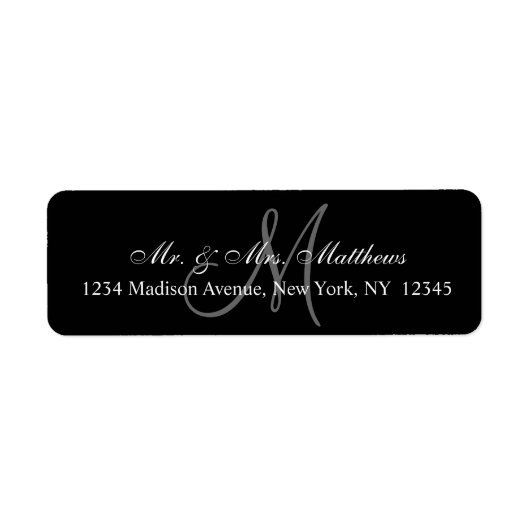 Elegant Black Gray Monogram Weddenschap Etiket (Voorkant)