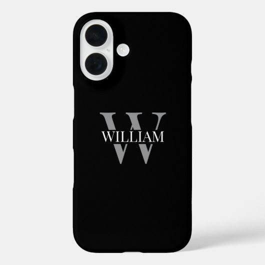 Elegant black &gray white Personalized monogram Case-Mate iPhone Case (Achterkant)