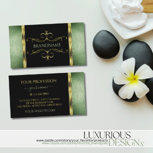 Elegant Black Green Glitter Gold versieringen Visitekaartje