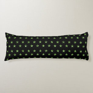 Elegant Black Green Stars Sparkle Glam Bedding Lichaamskussen