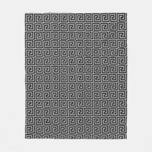 Elegant Black & Grey Grieks patroongeblindeerd Fleece Deken