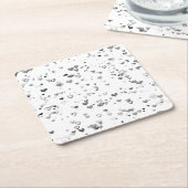 Elegant Black & Grey Hearts Pattern Coaster Vierkante Kartonnen Onderzetter (Schuin)