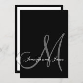 Elégant Black Grey Invitations de mariage initial (Devant / Derrière)