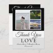 Elegant Black Grey Script Weduwfoto collage Bedankkaart (Voorkant / Achterkant)