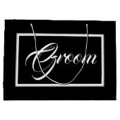 Elegant Black Groom Large Gift Bag Groot Cadeauzakje (Achterkant)
