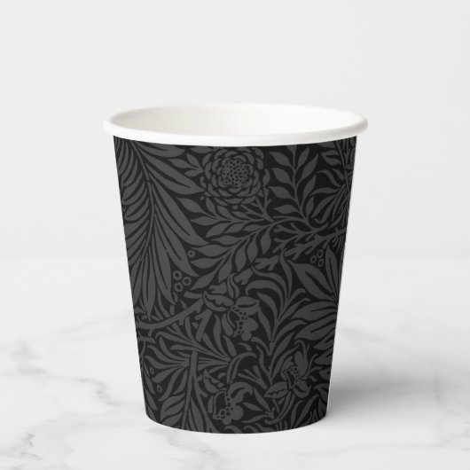 Elegant Black Halloween Floral Papieren Bekers (Achterkant)