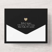 Elegant Black Heart All in One Wedding Invitation All In One Uitnodiging (Achterkant)