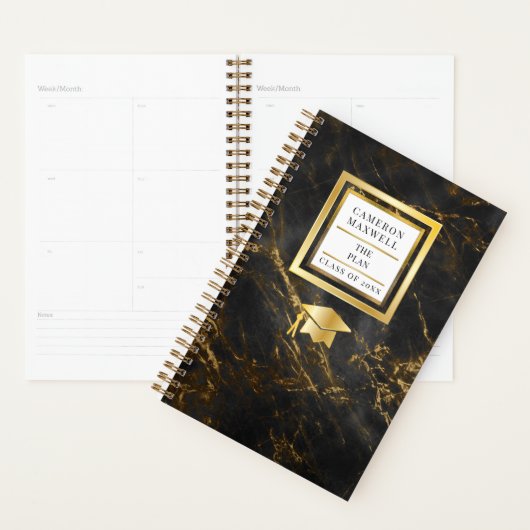 Elegant Black | Hoger Afstuderen van goudmarmer Planner (Display)