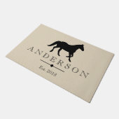 Elegant Black Horse Silhouette | Gepersonaliseerd Deurmat (Schuin)