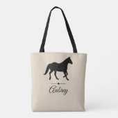 Elegant Black Horse Silhouette | Gepersonaliseerd Draagtas (Achterkant)