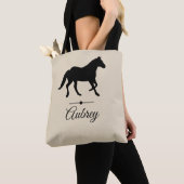 Elegant Black Horse Silhouette | Gepersonaliseerd Draagtas (Dichtbij)