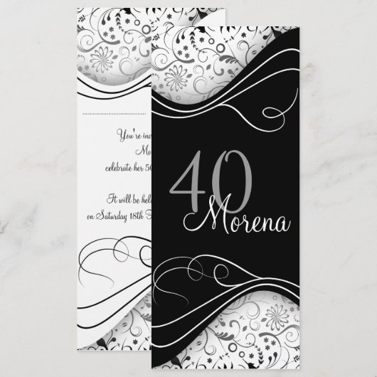 Elegant Black Invitation Kaart (Voorkant / Achterkant)