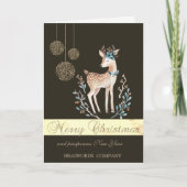 Elegant Black, kerstballen, Deer Feestdagen Kaart (Voorkant)
