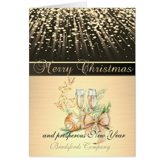 Elegant Black, kerstdeer, Balls, wijnglas, Bow (Voorkant)