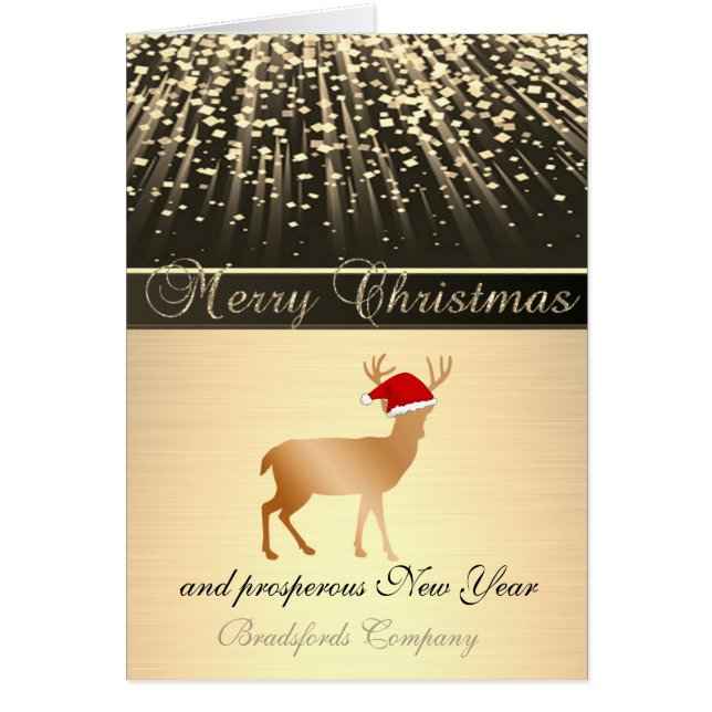 Elegant Black, kerstdeer Santa Hat, Corporate (Voorkant)