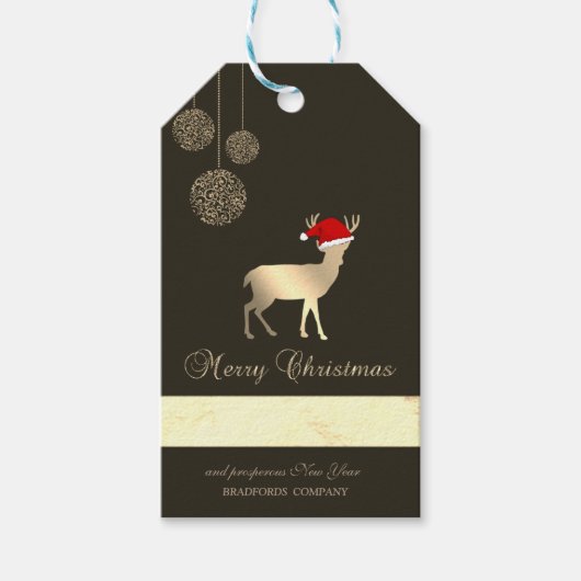 Elegant Black, Kerstmis, Santa Hat, bedrijf Cadeaulabel (Voorkant)