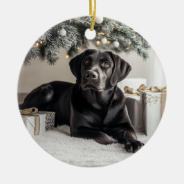 Elegant Black Lab Kerstmis Keramisch Ornament