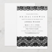 Elégant Black Lace Bridal Shower Invitation (Devant / Derrière)