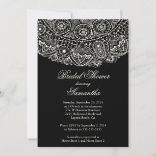 Elegant Black Lace Bridal Shower-uitnodiging Kaart